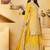 Yellow crepe silk sequence embroidered sharara suit