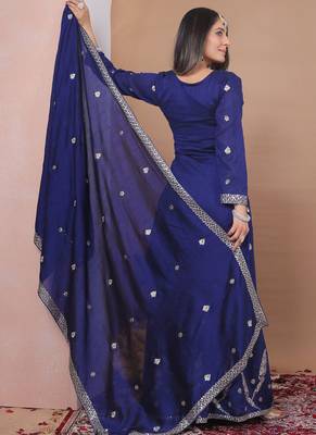 Blue vichitra silk sequin embroidered sharara suit 4