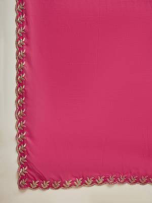 Rani neon chiffon embroidered saree with unstitched blouse piece 5