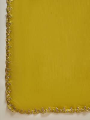 Neon chiffon embeoidered saree with unstitched blouse piece 5