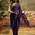 Purple chiffon embeoidered saree with unstitched blouse piece