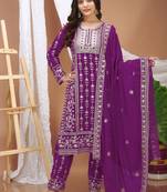 Violet georgette sequence embroidered salwar suit