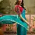 Rama chiffon embeoidered saree with unstitched blouse piece
