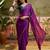 Wine chiffon embeoidered saree with unstitched blouse piece