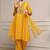 Yellow Cotton Silk Embroidery Sequence Work Kurta Pant Dupatta Set 