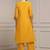 Yellow Cotton Silk Embroidery Sequence Work Kurta Pant Dupatta Set 
