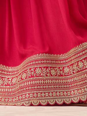 pink Art Silk Embroidery Sequence Work Kurta Palazzo Dupatta For Women 5