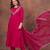 Women's pink embroidered rayon kurta pant set with organza dupatta for festive & party wear