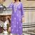 Women's lavender embroidered rayon straight kurta with schiffli pants set for casual & festive wear
