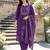 Women's deep purple printed straight muslin kurta pant set with dupatta for festive & ethnic wear