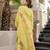 Women's yellow chanderi floral printed kurta pant set with dupatta for summer festive wear
