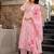 Women's pink chanderi floral printed kurta pant set with dupatta for summer festive wear