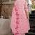 Women's pink chanderi floral printed kurta pant set with dupatta for summer festive wear