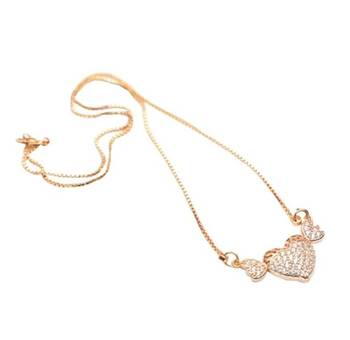 Heart shape white stone studded pendent with chain 3