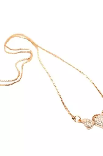 Heart shape white stone studded pendent with chain