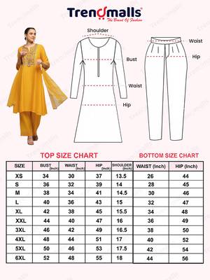 Yellow  Silk blend  Embroidery Sequence Work Kurta Pant Dupatta Set  6