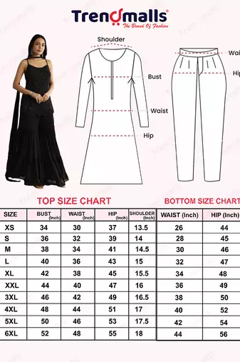 Black Georgette Beads Embroidery Sequence Work Kurta Sharara Dupatta Set