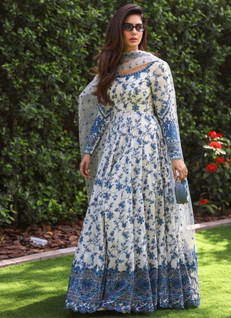 Skyburds embroidery sequence full stitched anarkali gown