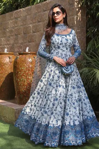 Skyburds embroidery sequence full stitched anarkali gown
