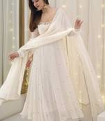 Whiteburds embroidery sequence full stitched anarkali gown