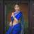 Royal blue silk blend banarasi saree with unstitched blouse piece