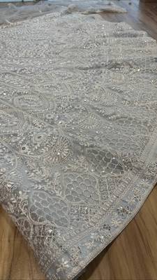 sky blue net lehenga set with thread work design 6