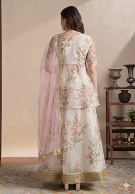 off-white floral print wedding lehenga 2