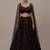 Maroon and Black Vertical Sequin Embroidered A-Line Lehenga with Cape Sleeve Blouse