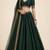 Royal Dark Green Sequin A-Line Lehenga with Self-Weave Slub Texture and Zari Border