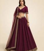 elegant maroon traditional lehenga with zari border