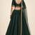 Royal Dark Green Sequin A-Line Lehenga with Self-Weave Slub Texture and Zari Border