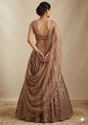 brown heavy sequin wedding lehenga choli set 2