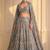 Grey Multi-Color Sequin Lehenga with Floor-Length Attached Cape Sleeves