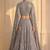 Grey Multi-Color Sequin Lehenga with Floor-Length Attached Cape Sleeves