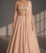 Light Peach Sequin Work A-Line Lehenga Choli Set