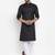 Black solid cotton blend straight kurta for men