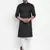 Black solid cotton blend straight kurta for men
