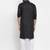 Black solid cotton blend straight kurta for men