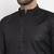 Black solid cotton blend straight kurta for men