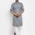 Grey solid cotton blend straight kurta for men