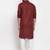 Maroon solid cotton blend straight kurta for men