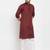 Maroon solid cotton blend straight kurta for men