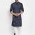 Navyblue solid cotton blend straight kurta for men