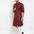 Maroon solid cotton blend straight kurta for men