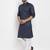 Navyblue solid cotton blend straight kurta for men