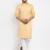 Peach solid cotton blend straight kurta for men
