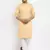 Peach solid cotton blend straight kurta for men