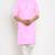 Pink solid cotton blend straight kurta for men