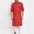 Red solid cotton blend straight kurta for men
