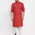 Red solid cotton blend straight kurta for men